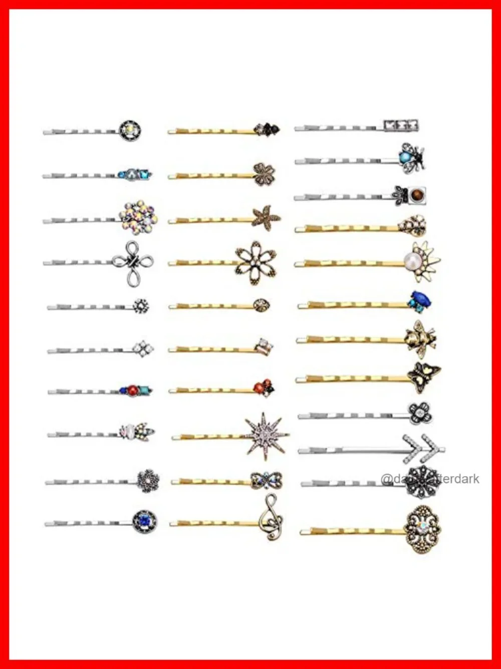 Vintage Alloy Mixed Hair Bobby Pins, 10 Pcs No Repeat